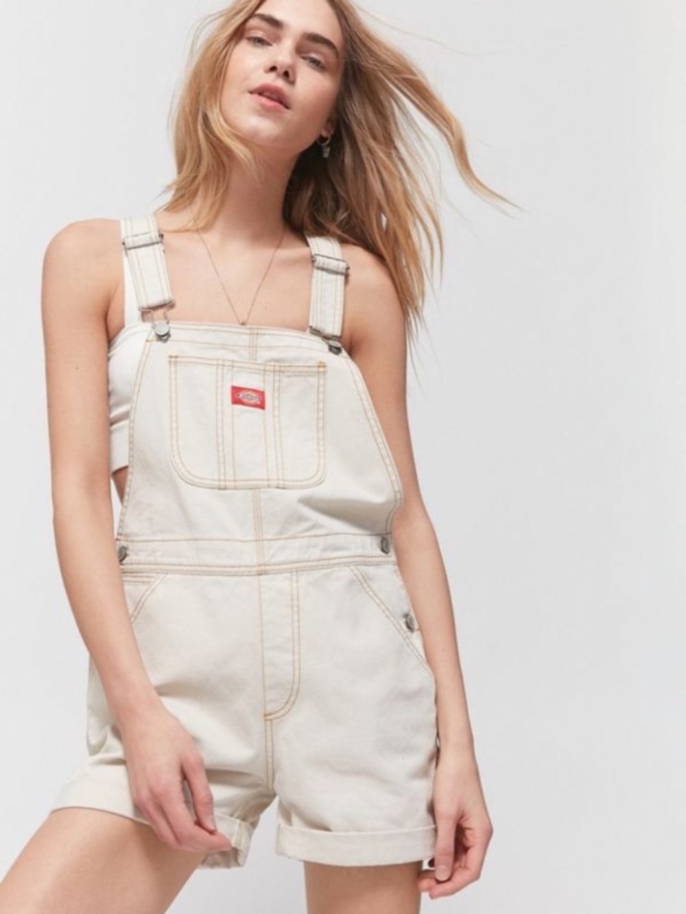 Dickies Cream Short Denim Overalls